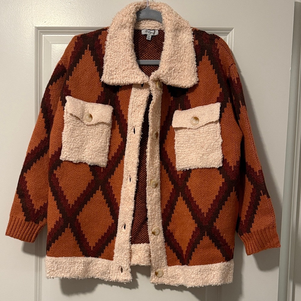 Vici Brown and Cream Teddy Jacket
